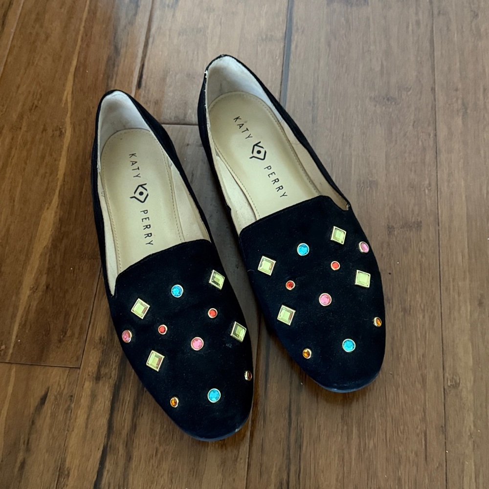 Katy Perry Collections Black Flats with Multicolor Studs